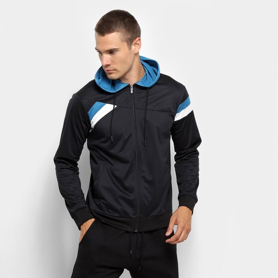 Jaqueta Gonew Futebol Helanca Detalhe Masculina - Preto