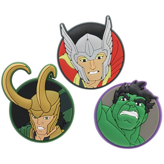 Jibbitz Crocs Thor Movie Avengers 3 Peças - Verde+Vermelho