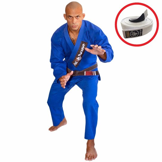 Kimono Jiu Jitsu Red Nose Begginer + Faixa branca Akai - Azul
