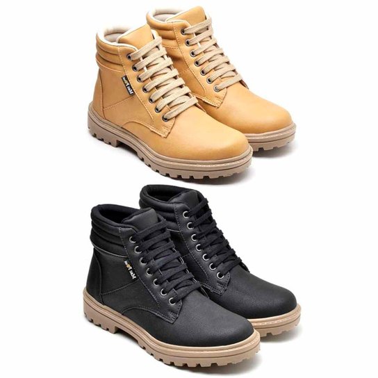 Kit 2 Pares Bota Mac Point Coturno Feminina - Amarelo+Preto