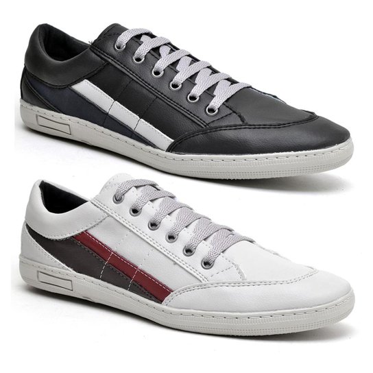 Kit 2 Pares Sapatênis Numeração Especial Dexshoes Masculino - Preto+Cinza
