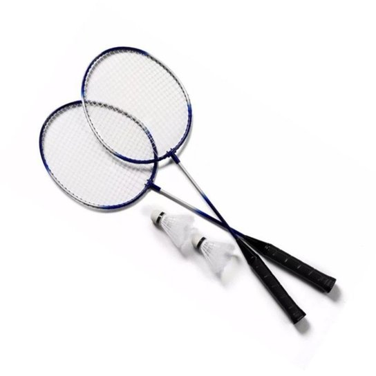 Kit 2 Raquetes Badminton+Petecas e Bolsa - Preto