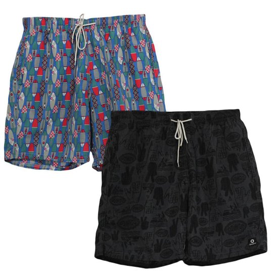 Kit 2 Shorts Dooker Summer Masculino - Vermelho+Preto