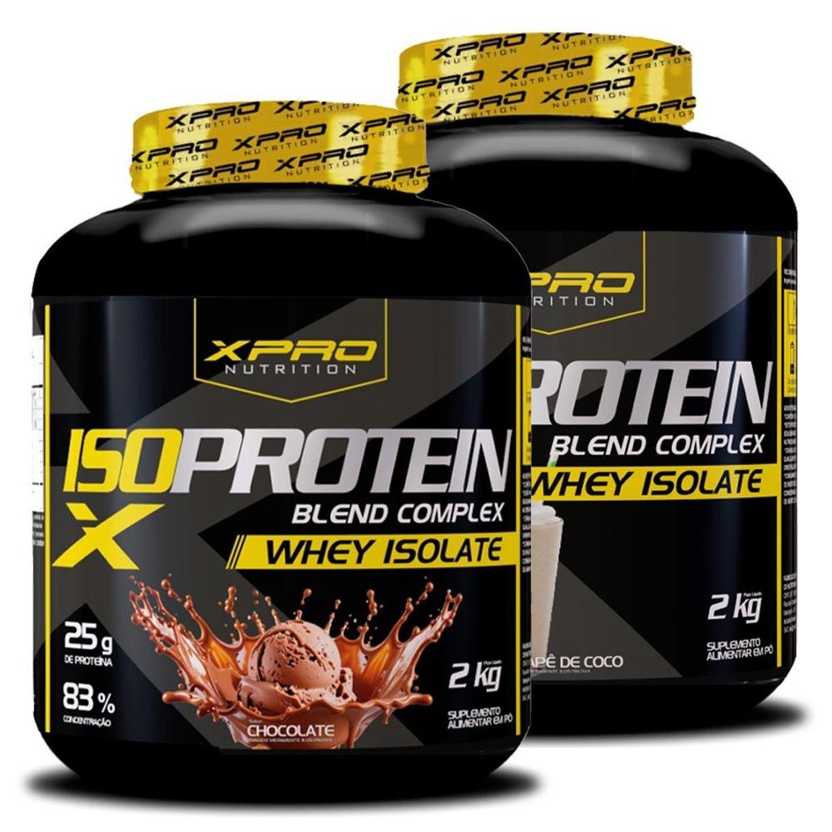 Kit 2x Whey Protein Isolado Iso Blend Complex 2Kg - Pretorian