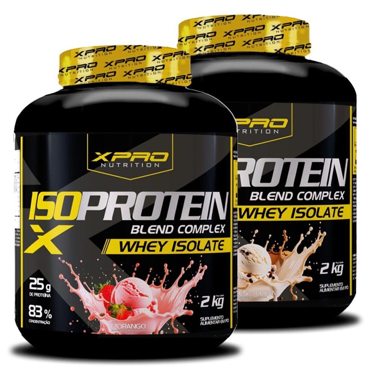 Kit 2x Whey Protein Isolado Iso Blend Complex 2Kg - Pretorian