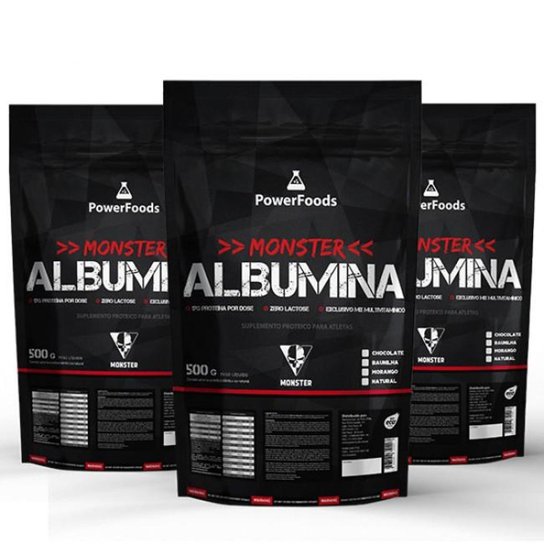 Kit 3x Monster Albumina 500g - PowerFoods -