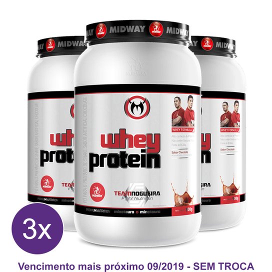 Kit 3x Whey Protein Team Nogueira 900g -