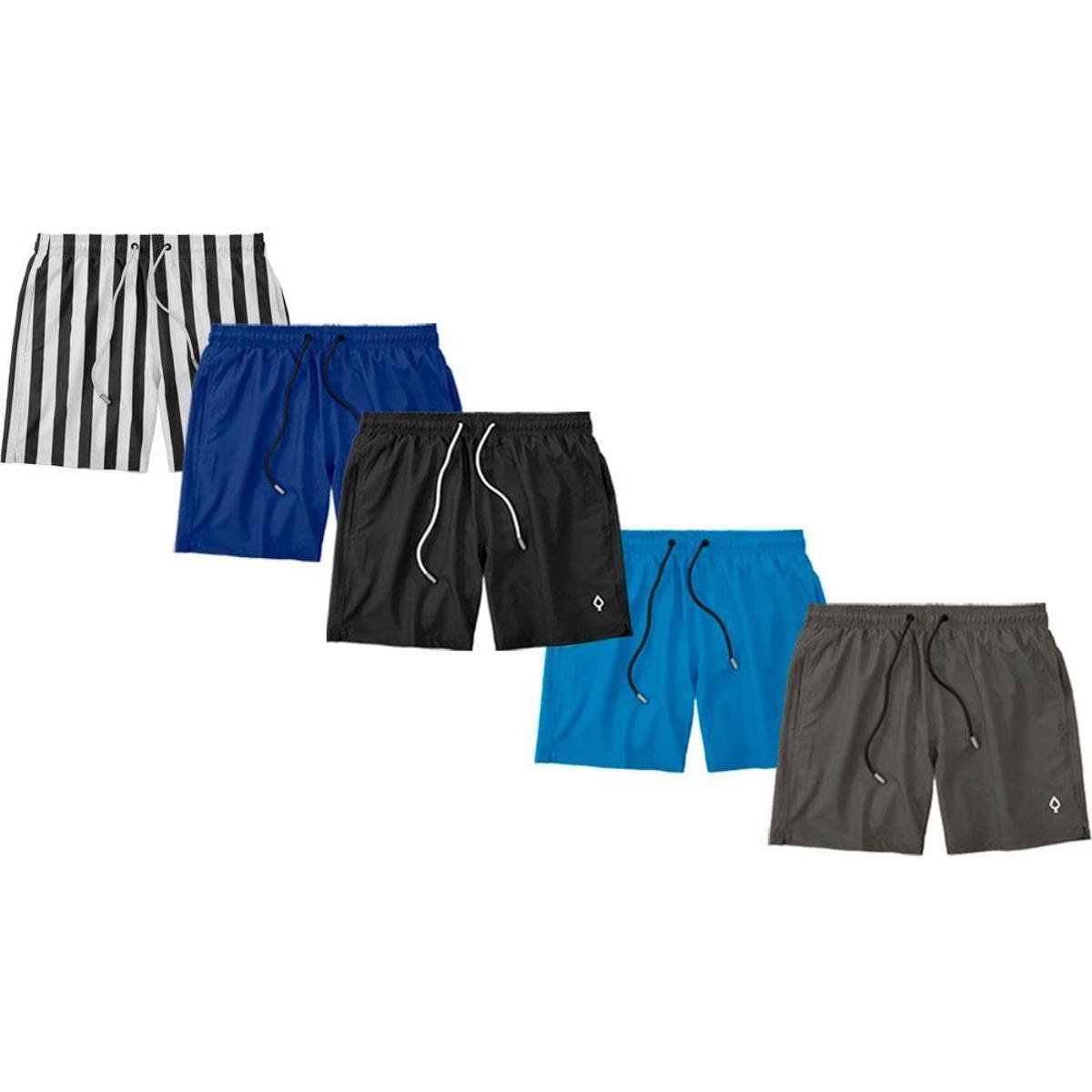 Kit 5 Shorts Bermudas Liso Lisa Masculino Tactel Básico Moda Básica