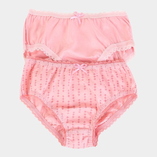 Kit Calcinha Infantil Lupo Lobinha - 2 Peças - Rosa