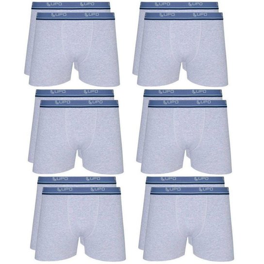 Kit Cuecas Boxer Lupo 12 Peças - Cinza
