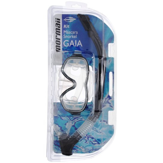 Kit Máscara e Snorkel Mormaii Gaia - Preto