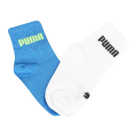 Kit Meia Infantil Puma Baby Cano Longo 2 Pares - Branco+Azul