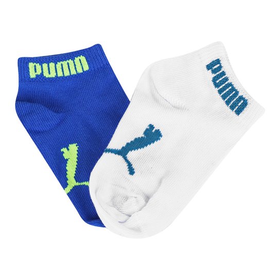 Kit Meia Infantil Puma Baby Sapatilha 2 Pares - Azul Royal+Branco