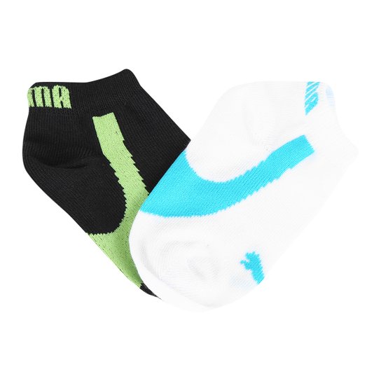 Kit Meia Infantil Puma Baby Sapatilha 2 Pares - Branco+Marinho