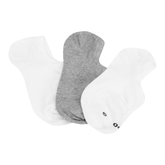 Kit Meia Lupo Invisível 3 Pares Infantil - Branco+Cinza