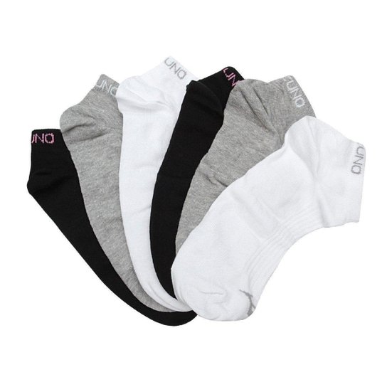Kit Meia Mizuno Cano Baixo Soul – Pacote com 6 pares Feminina - Cinza+Branco