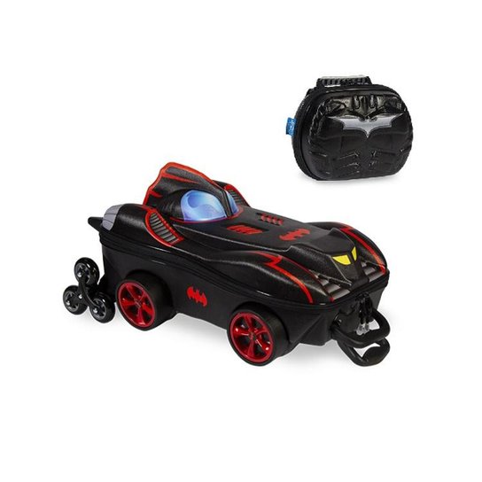 Kit Mochila Batman Chrome Wheels 3D com Rodinhas+ Lancheira MaxToy - Preto
