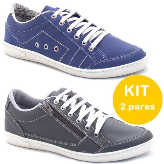 Kit Sapatênis Dexshoes Casual - Azul+Preto
