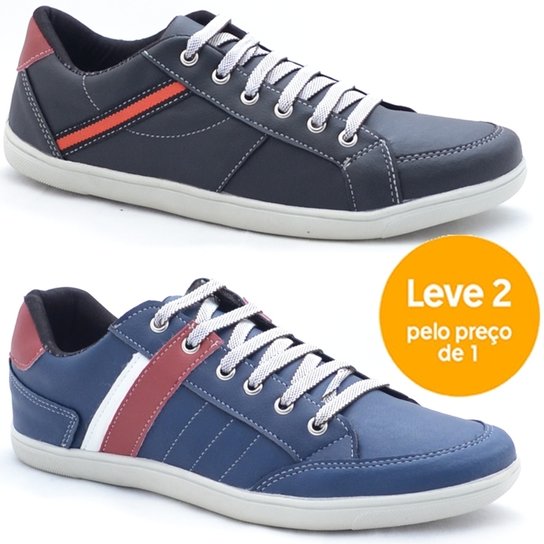 Kit Sapatênis Dexshoes Casual - Preto+Azul