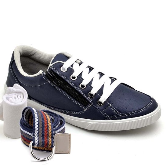 Kit Sapatênis Dexshoes com Cinto e Meia Casual Infantil - Azul