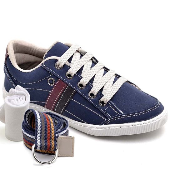 Kit Sapatênis Dexshoes com Cinto e Meia Casual Infantil - Azul