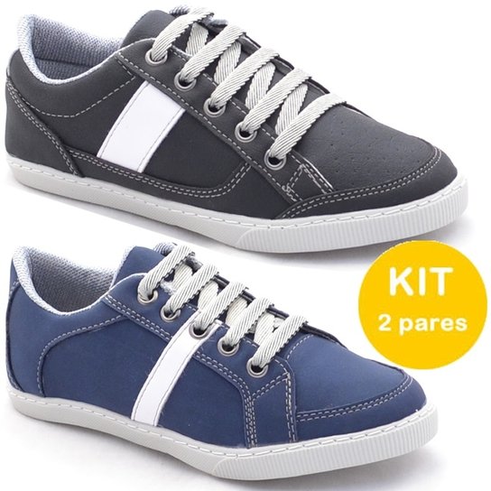 Kit Sapatênis Dexshoes Infantil - Preto+Azul