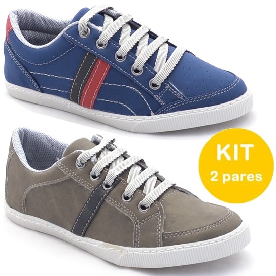 Kit Sapatênis Dexshoes Infantil - Musgo+Azul