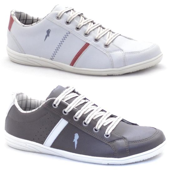Kit Sapatênis Polo Blu Casual Masculino - Cinza+Branco