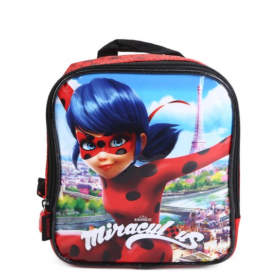 Lancheira Escolar Infantil Pacific Estampa Miraculous - Vermelho