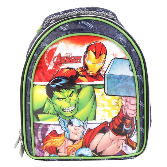 Lancheira Escolar Infantil Xeryus Os Vingadores - Preto+verde