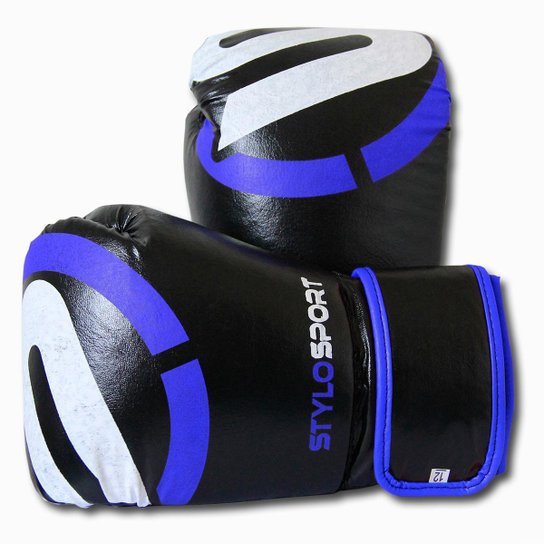 Luva Boxe/ Muay Thai Stylo - Preto+Azul