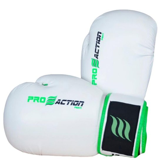 Luva de Boxe e Muai Thai Profissional Branco 12oZ - ProAction - Branco