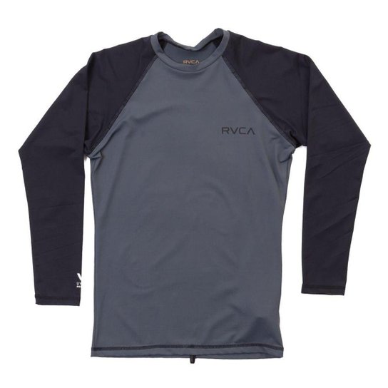 Lycra Rashguard RVCA Manga Longa Solid LS - Cinza+Preto