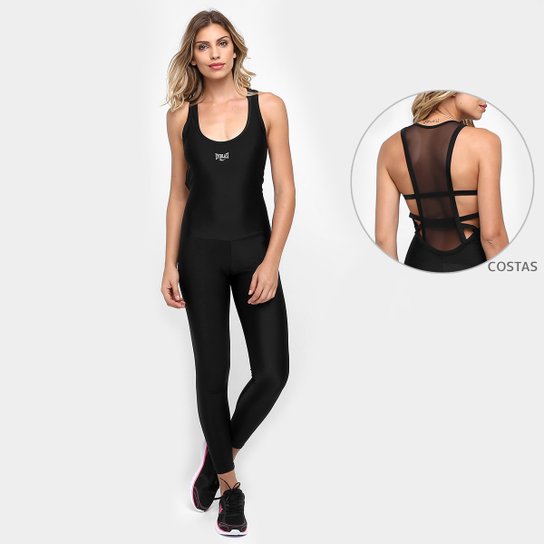 Macacão Everlast Feminino - Preto+Prata