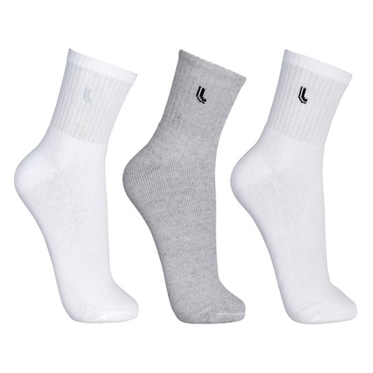 Meia Cano Médio Lupo Pacote C/3 Pares - Gelo+Cinza