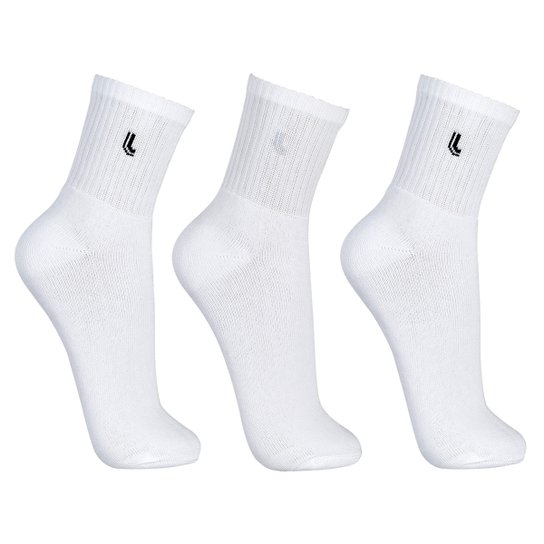 Meia Cano Médio Lupo Pacote C/3 Pares - Chumbo+Branco