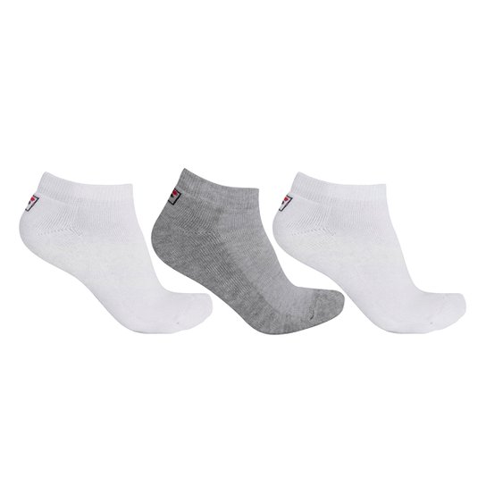 Meia Fila Cano Baixo Rise Pacote c/ 3 Pares - Branco+Cinza