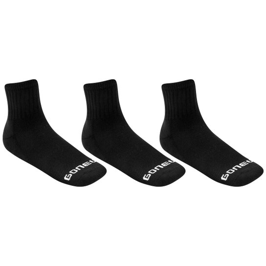 Meia GONEW Cano Médio Pacote c/ 3 Pares Numeração 39-43 - Preto