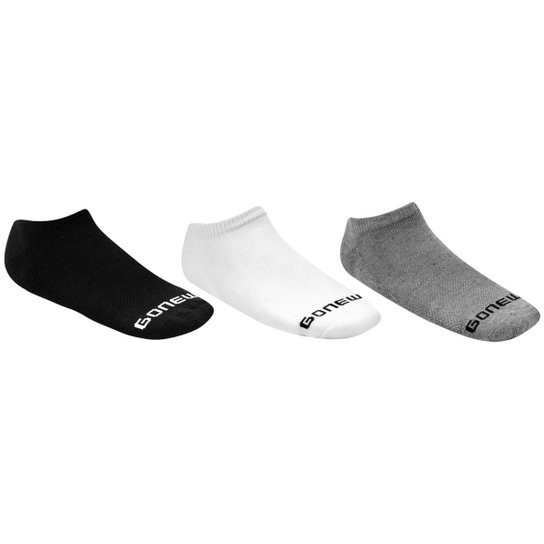 Meia GONEW Sem Cano Pacote c/ 3 Pares Numeração 39-43 - Branco+Cinza