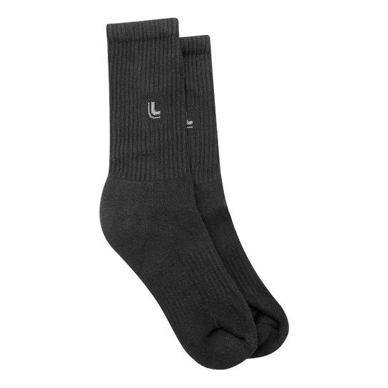 Meia Lupo Au Performance Cano Alto - Preto+Cinza