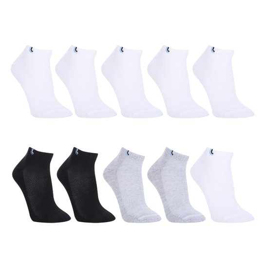 Meia Lupo Cano Baixo Especial AU Walk C/ 10 Pares - Branco+Preto