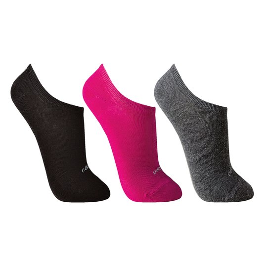 Meia Lupo Cano Curto Kit com 3 Pares Af Sport Sap - Preto+Rosa