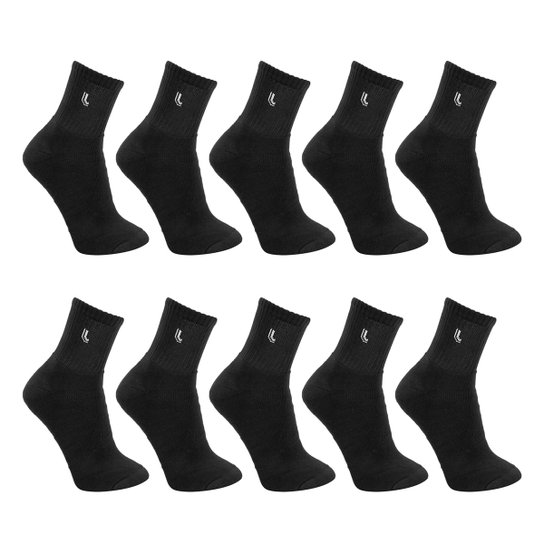 Meia Lupo Cano Médio AM Especial C/ 10 Pares - Preto
