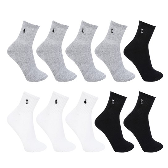 Meia Lupo Cano Médio AM Especial C/ 10 Pares - Preto+Cinza