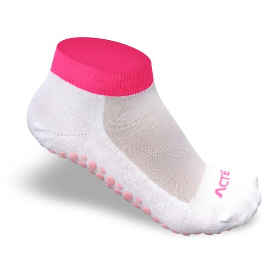 Meia para Pilates Feminina - Branco+Rosa
