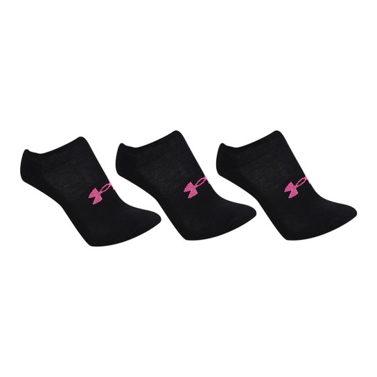 Meia Under Armour Sem Cano Atheti Solo c/ 3 Pares - Preto