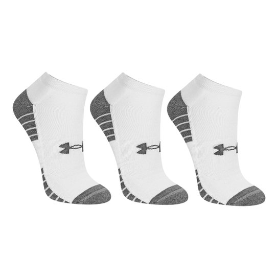 Meia Under Armour Sem Cano HeatGear Tech c/ 3 Pares - Branco