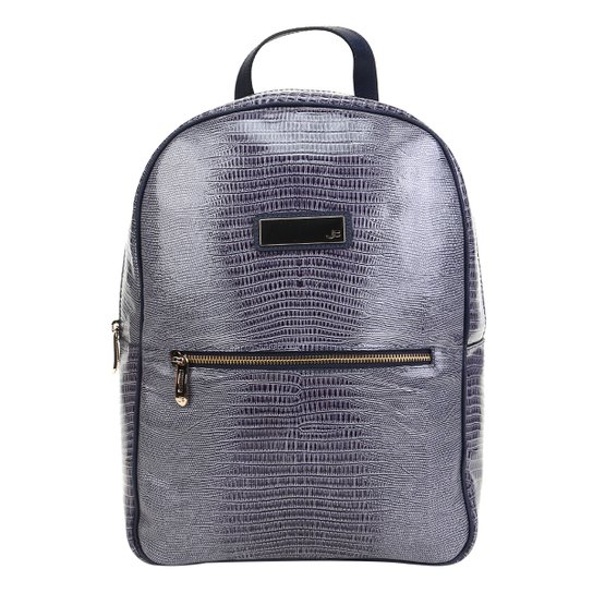 Mochila Couro Jorge Bischoff Mini Verniz Feminina - Azul Royal