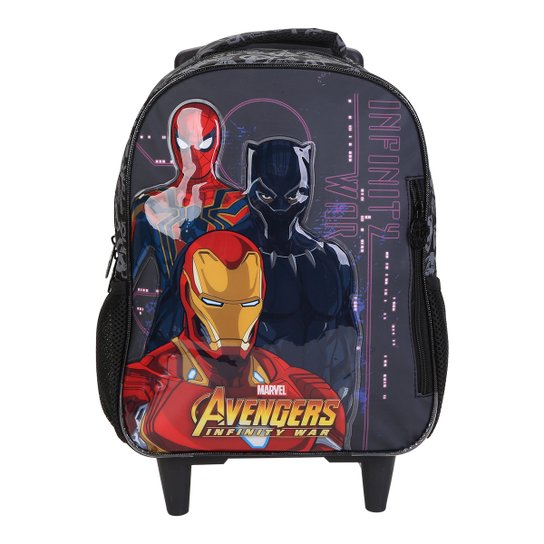 Mochila Infantil Escolar Xeryus Avengers First Strike Rodinhas - Cinza+Preto