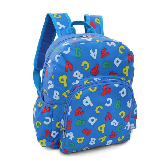 Mochila Infantil LS Bolsas com bolso frontal e 2 bolsos laterais - Azul